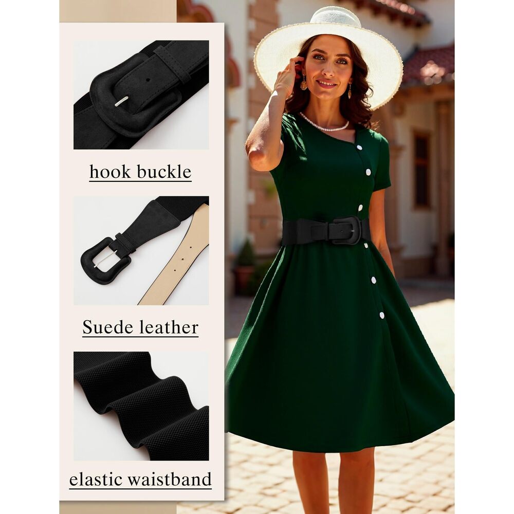 1124 3 Pack Suede Womens Elastic Wide Belts For Dresses Fashion - Picture 5 of 9